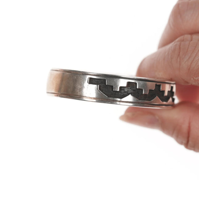 6.12" Overlay Sterling southwestern cuff bracelet - Estate Fresh Austin