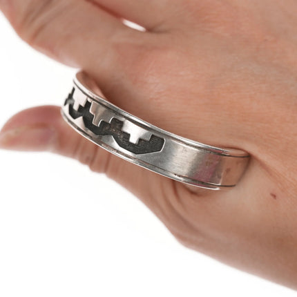 6.12" Overlay Sterling southwestern cuff bracelet - Estate Fresh Austin