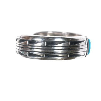 6.12" Pete Sierra Navajo sterling cobblestone turquoise cuff bracelet - Estate Fresh Austin