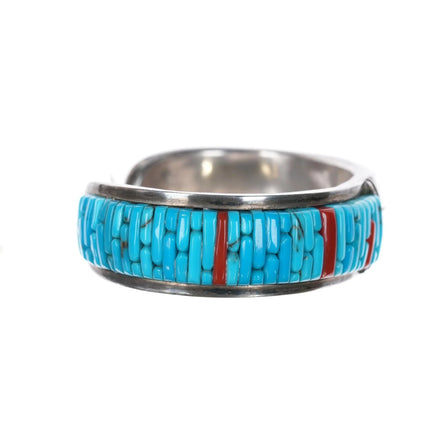 6.12" Pete Sierra Navajo sterling cobblestone turquoise cuff bracelet - Estate Fresh Austin