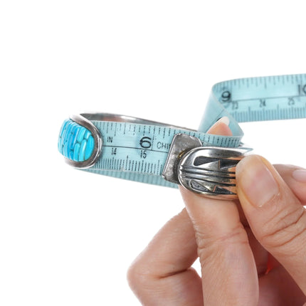 6.12" Pete Sierra Navajo sterling cobblestone turquoise cuff bracelet - Estate Fresh Austin