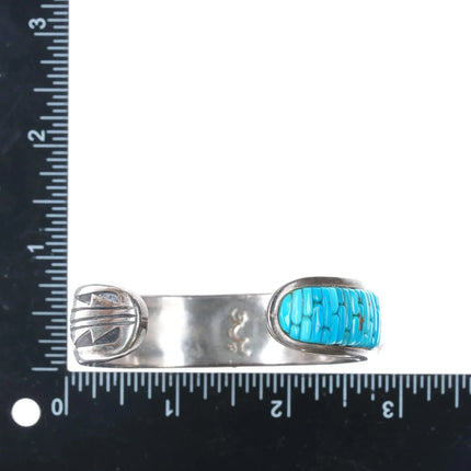 6.12" Pete Sierra Navajo sterling cobblestone turquoise cuff bracelet - Estate Fresh Austin