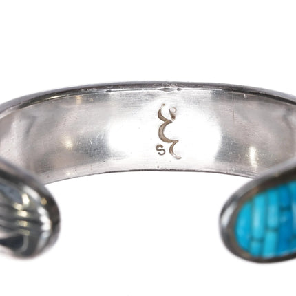 6.12" Pete Sierra Navajo sterling cobblestone turquoise cuff bracelet - Estate Fresh Austin