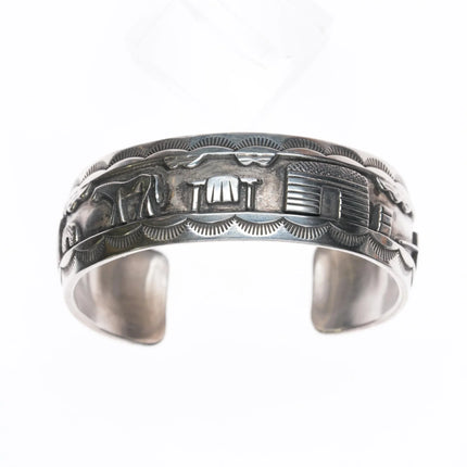 6.12" Roland Hogan Begay sterling storyteller cuff bracelet - Estate Fresh Austin
