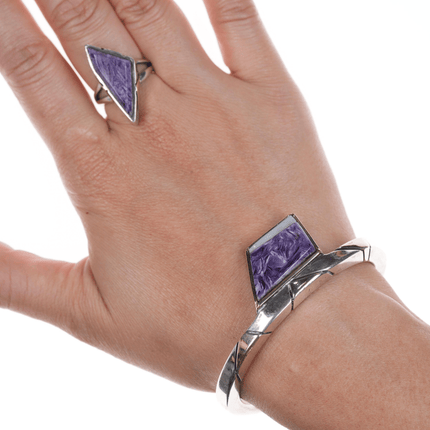 6 1/8" Ron Henry Navajo 14k/Sterling Charoite/Opal cuff bracelet and ring - Estate Fresh Austin