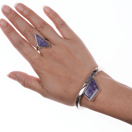 6 1/8" Ron Henry Navajo 14k/Sterling Charoite/Opal cuff bracelet and ring - Estate Fresh Austin