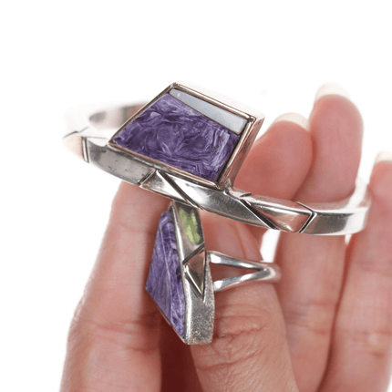 6 1/8" Ron Henry Navajo 14k/Sterling Charoite/Opal cuff bracelet and ring - Estate Fresh Austin