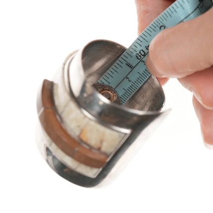 6.12" Southwestern Modernist Jack Woolsey Agatized Coral/jasper cuff bracelet - Estate Fresh Austin