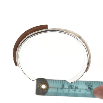 6.12" Southwestern Modernist Jack Woolsey Agatized Coral/jasper cuff bracelet - Estate Fresh Austin