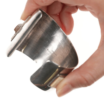 6.12" Southwestern Modernist Jack Woolsey Agatized Coral/jasper cuff bracelet - Estate Fresh Austin