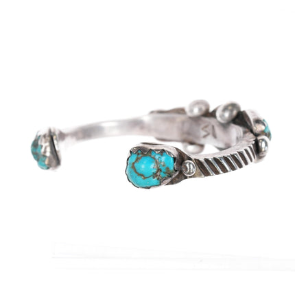 6 1/8" Vidal Aragon (1923 - 2015) Santo Domingo silver turquoise nugget cuff bracelet - Estate Fresh Austin