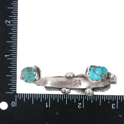 6 1/8" Vidal Aragon (1923 - 2015) Santo Domingo silver turquoise nugget cuff bracelet - Estate Fresh Austin