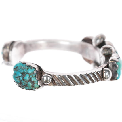 6 1/8" Vidal Aragon (1923 - 2015) Santo Domingo silver turquoise nugget cuff bracelet - Estate Fresh Austin