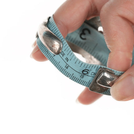 6.12" Vintage Native American cast silver and turquoise cuff bracelet - Estate Fresh Austin