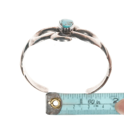 6.12" Vintage Native American cast silver and turquoise cuff bracelet - Estate Fresh Austin