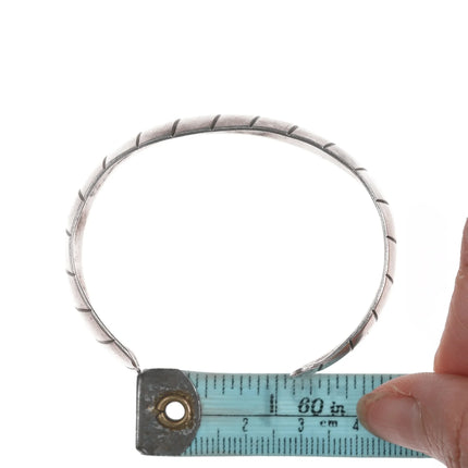 6.12" Vintage Native American chiseled silver cuff bracelet - Estate Fresh Austin