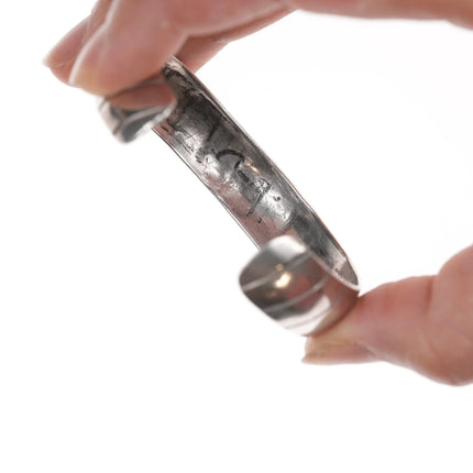 6.12" Vintage Native American chiseled silver cuff bracelet - Estate Fresh Austin