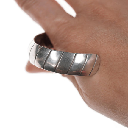 6.12" Vintage Native American chiseled silver cuff bracelet - Estate Fresh Austin