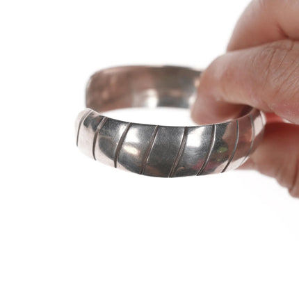 6.12" Vintage Native American chiseled silver cuff bracelet - Estate Fresh Austin