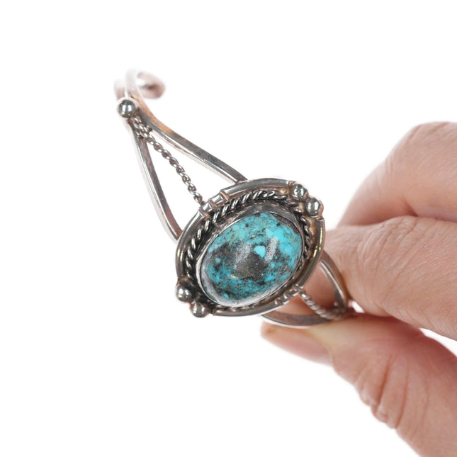 6.12" vintage Native American silver and turquoise cuff bracelet - Estate Fresh Austin