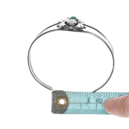 6.12" Vintage Native American silver lapis, and shell cuff bracelet - Estate Fresh Austin