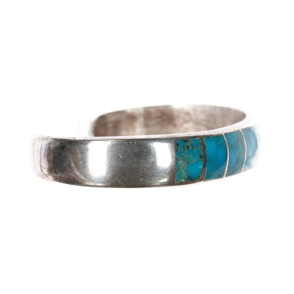 6.12" Vintage Native American sterling turquoise channel inlay cuff bracelet - Estate Fresh Austin