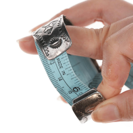 6.12" Vintage Navajo silver and turquoise stamped thunderbird cuff bracelet - Estate Fresh Austin