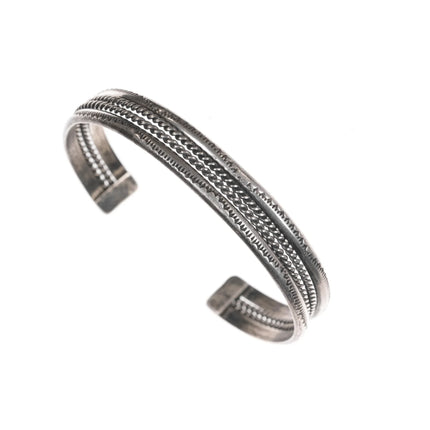 6.12" Vintage Navajo sterling stamped twisted wire cuff bracelet - Estate Fresh Austin