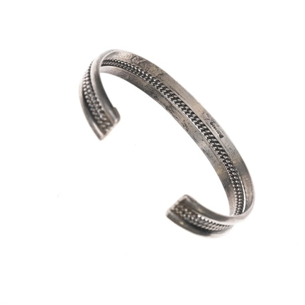 6.12" Vintage Navajo sterling stamped twisted wire cuff bracelet - Estate Fresh Austin