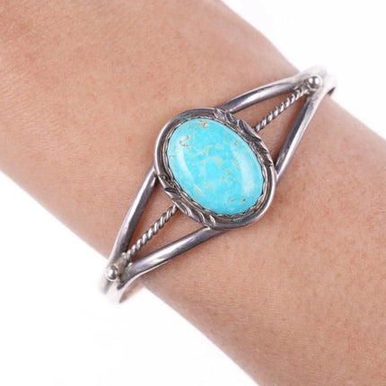 6.12" Vintage Navajo sterling turquoise bracelet - Estate Fresh Austin
