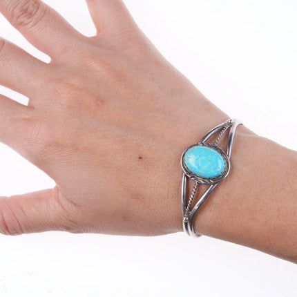 6.12" Vintage Navajo sterling turquoise bracelet - Estate Fresh Austin