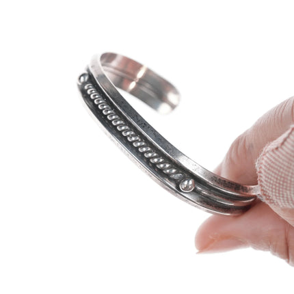 6.12" Vintage Navajo twisted wire silver cuff bracelet - Estate Fresh Austin