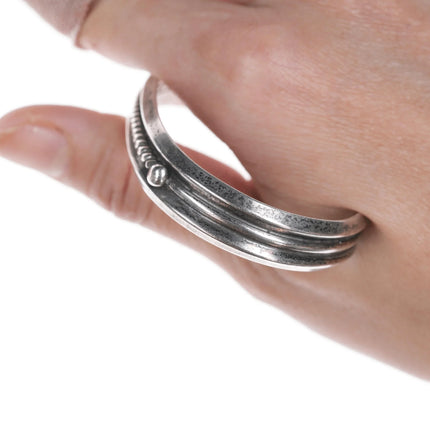 6.12" Vintage Navajo twisted wire silver cuff bracelet - Estate Fresh Austin