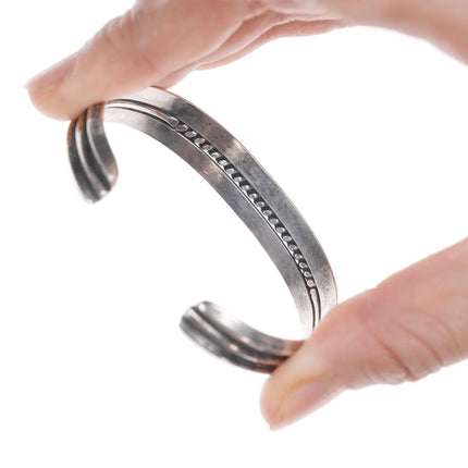 6.12" Vintage Navajo twisted wire silver cuff bracelet - Estate Fresh Austin