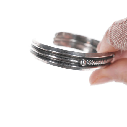 6.12" Vintage Navajo twisted wire silver cuff bracelet - Estate Fresh Austin