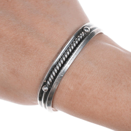 6.12" Vintage Navajo twisted wire silver cuff bracelet - Estate Fresh Austin