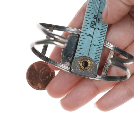 6.12" Vintage Silver Native American cuff bracelet with turquoise - Estate Fresh Austin