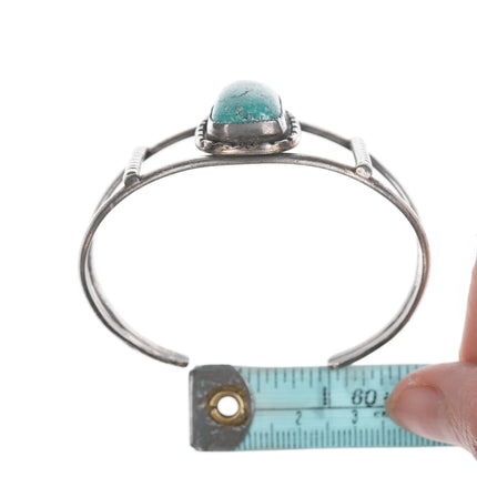 6.12" Vintage Silver Native American cuff bracelet with turquoise - Estate Fresh Austin