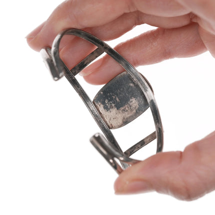 6.12" Vintage Silver Native American cuff bracelet with turquoise - Estate Fresh Austin