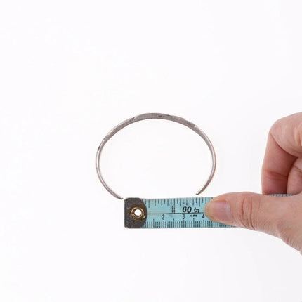 6.12" vintage Zuni flush inlay coral and silver bracelet - Estate Fresh Austin