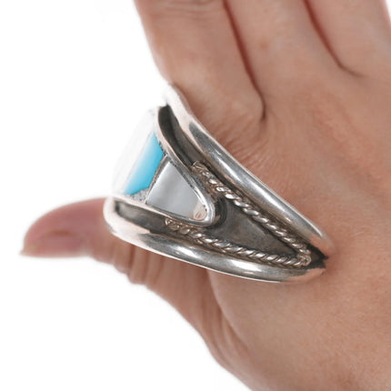 6.12" Vintage Zuni Turquoise and shell inlay cuff bracelet - Estate Fresh Austin