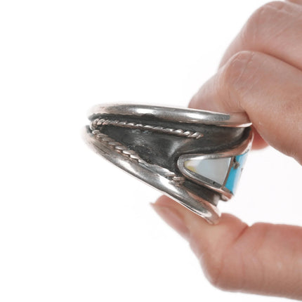 6.12" Vintage Zuni Turquoise and shell inlay cuff bracelet - Estate Fresh Austin