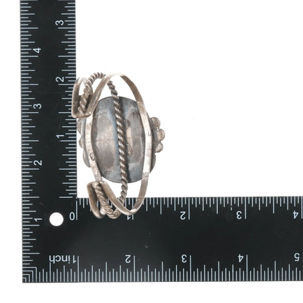 6" 1970's Native American sterling cuff bracelet with turquoise - Estate Fresh Austin