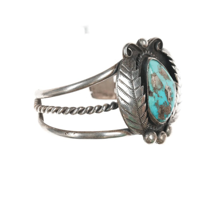 6" 1970's Native American sterling cuff bracelet with turquoise - Estate Fresh Austin