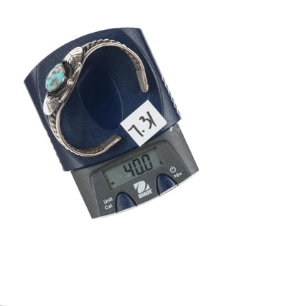 6" 1970's Native American sterling cuff bracelet with turquoise - Estate Fresh Austin