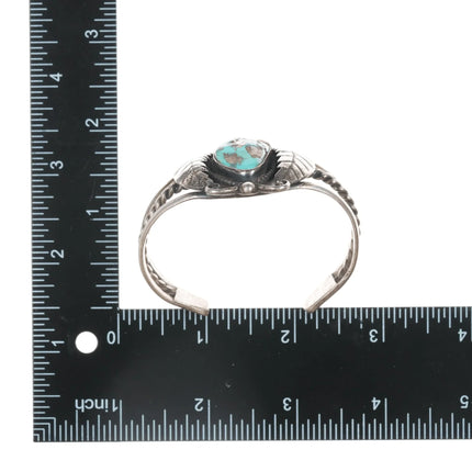 6" 1970's Native American sterling cuff bracelet with turquoise - Estate Fresh Austin