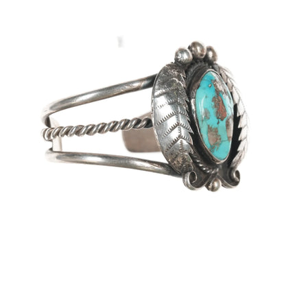 6" 1970's Native American sterling cuff bracelet with turquoise - Estate Fresh Austin