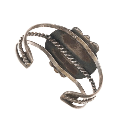 6" 1970's Native American sterling cuff bracelet with turquoise - Estate Fresh Austin