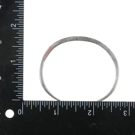 6" 1970's Sturdy Navajo sterling chip inlay slim cuff bracelet - Estate Fresh Austin