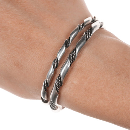 6" 2 Stacking Navajo twisted wire cuff bracelets - Estate Fresh Austin